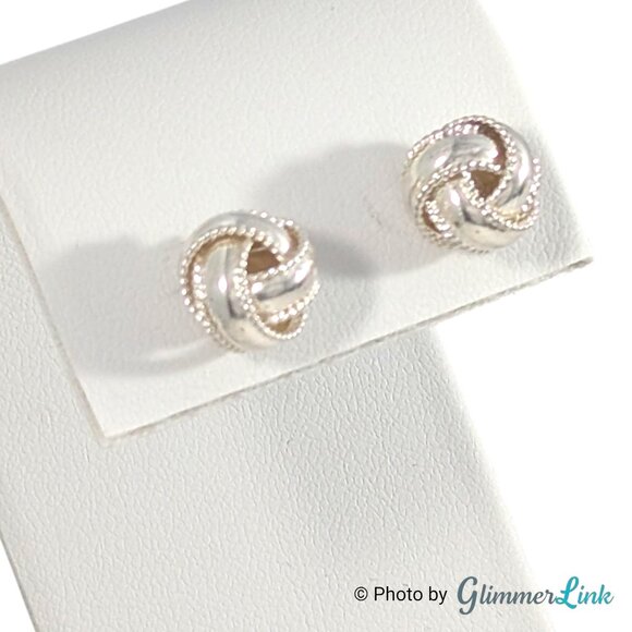 Sterling Silver Knot Stud Earrings Love Knot 9.2mm - Picture 1 of 11